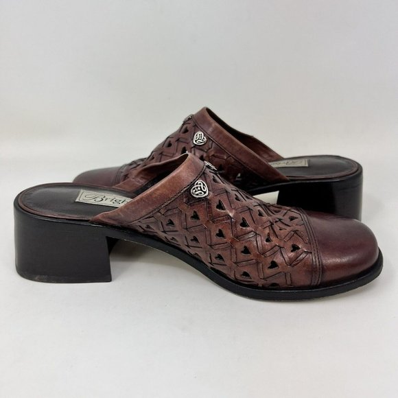 Brighton Fanny Leather Heart Mules Women’s Size 7 M - Picture 6 of 9